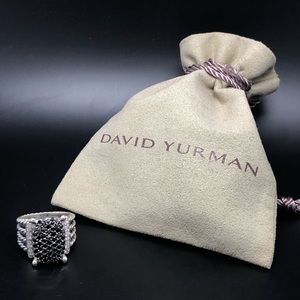 David Yurman Silver Wheaton Black Pave Diamonds